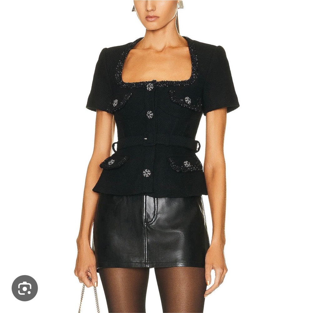 Peplum, short sleeve belted blazer